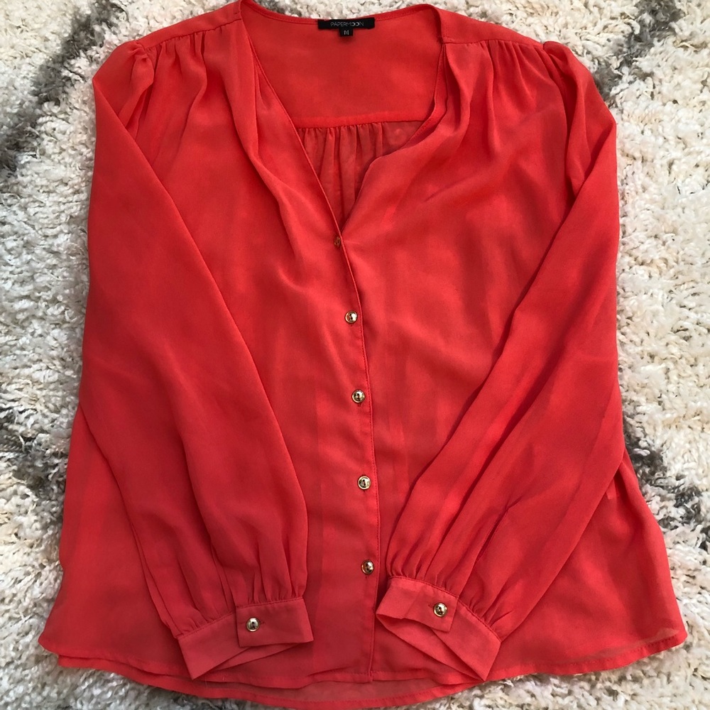Coral Silk Blouse
